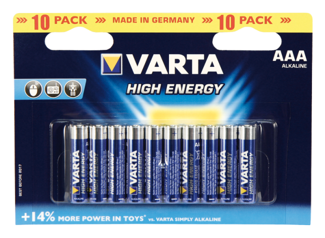 Micro-Batterie VARTA HIGH ENERGY 1,5V, Typ AAA, 10er-Blister
