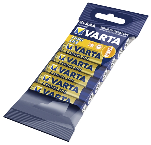 Micro-Batterie VARTA LONGLIFE Alkaline, 1,5V, Typ AAA, 8er-Pack
