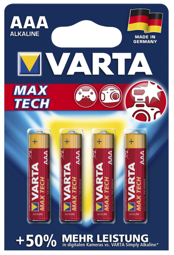 Micro-Batterie VARTA MAX-TECH 1,5 V, Typ AAA, 4er-Blister
