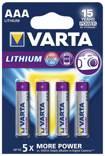 Micro-Batterie VARTA Professional Lithium, Typ AAA/6103, 4er-Blister
