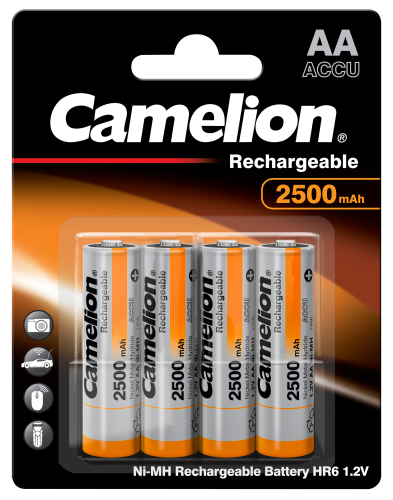 Mignon-Akku CAMELION 1,2 V, 2500 mAh, Typ AA, NiMH, 4er Blister
