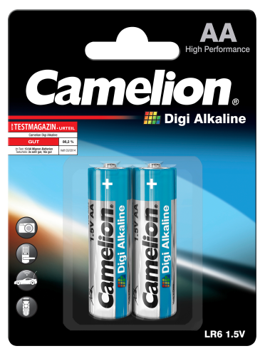 Mignon-Batterie CAMELION Digi Alkaline 1,5 V, Typ AA/LR6, 2er Blister
