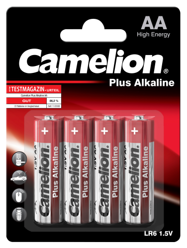 Mignon-Batterie CAMELION Plus Alkaline 1,5 V, Typ AA/LR6, 4er-Blister
