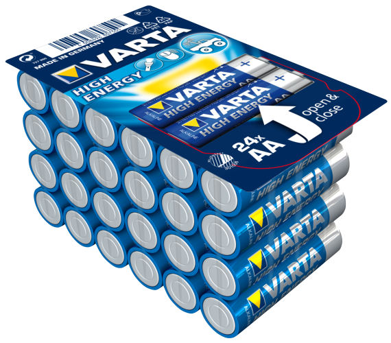 Mignon-Batterie VARTA HIGH ENERGY 1,5V, Typ AA/LR6, 24er-Haushaltspack
