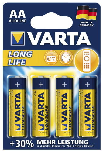 Mignon-Batterie VARTA LONGLIFE Alkaline, 1,5 V, Typ AA, 4er-Blister

