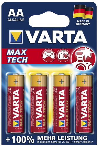 Mignon-Batterie VARTA MAX-TECH 1,5 V, Typ AA, 4er-Blister
