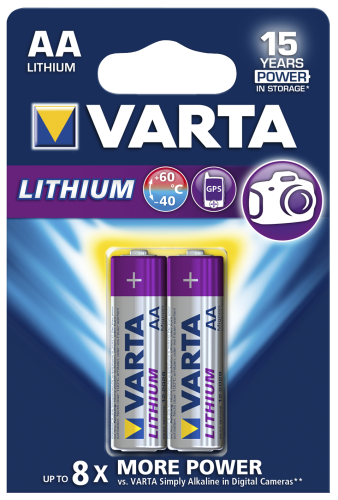 Mignon-Batterie VARTA Professional Lithium, Typ AA/6106, 2er-Blister
