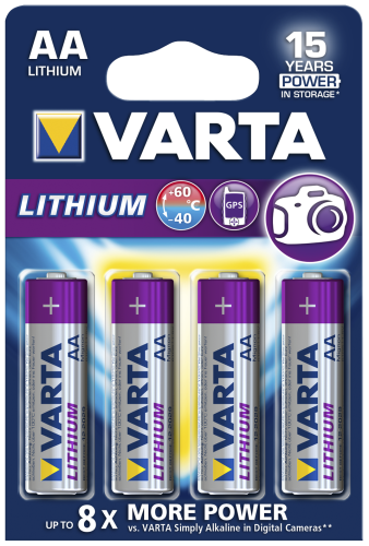 Mignon-Batterie VARTA Professional Lithium, Typ AA/6106, 4er-Blister
