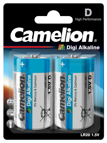 Mono-Batterie CAMELION  Digi Alkaline 1,5 V, Typ D/LR20, 2er Blister
