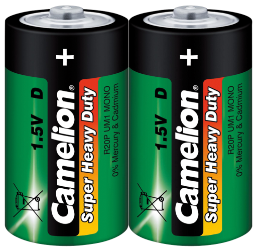 Mono-Batterie CAMELION Super Heavy Duty, 1,5 V, Typ D/R20, 2er Pack
