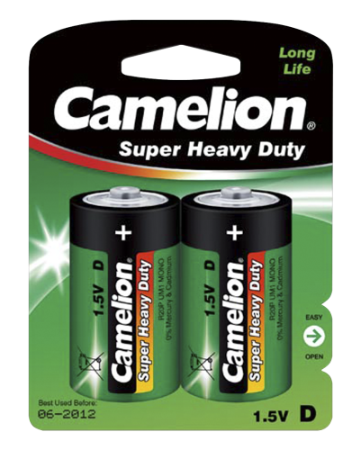 Mono-Batterie CAMELION Super Heavy Duty 1,5 V, Typ D, 2er-Blister
