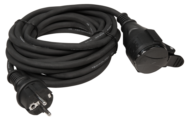 Netzkabel Schutzkontakt-Verlängerung McPower, 5m, 3x1,5mm², IP44, schwarz
