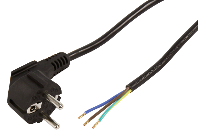 Schutzkontakt Netzkabel McPower mit blanken Enden, 3x 0,75mm², 2m, schwarz

