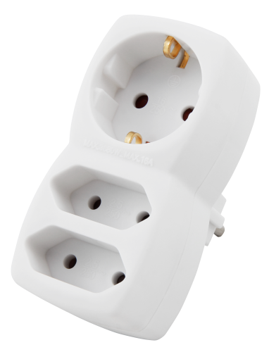 Steckdosenadapter 1x Schutzkontakt / 2x Euro, McPower, weiß
