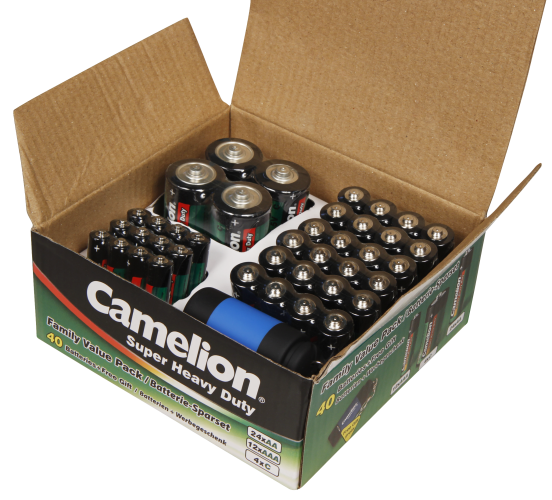 CAMELION Super Heavy Duty Set 40-tlg, 24xAA Mignon, 12xAAA Micro, 4xC Baby
