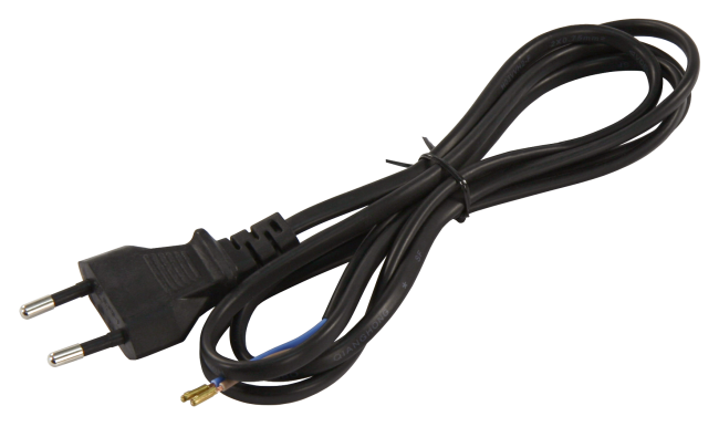 Euro-Netzkabel McPower mit blanken Enden Länge 1,5 m, 2x0,75 mm², schwarz
