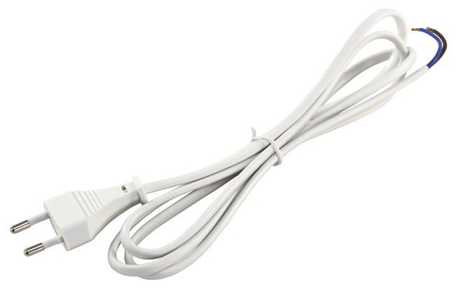 Euro-Netzkabel McPower mit blanken Enden Länge 1,5 m, 2x0,75 mm², weiß
