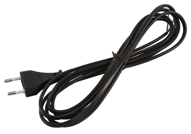 Euro-Netzkabel McPower mit blanken Enden Länge 2,5 m, 2x0,75 mm², schwarz
