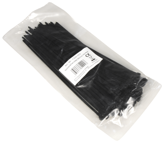 Kabelbinder McPower, schwarz, 200x3,6mm, 100er-Pack, UV beständig
