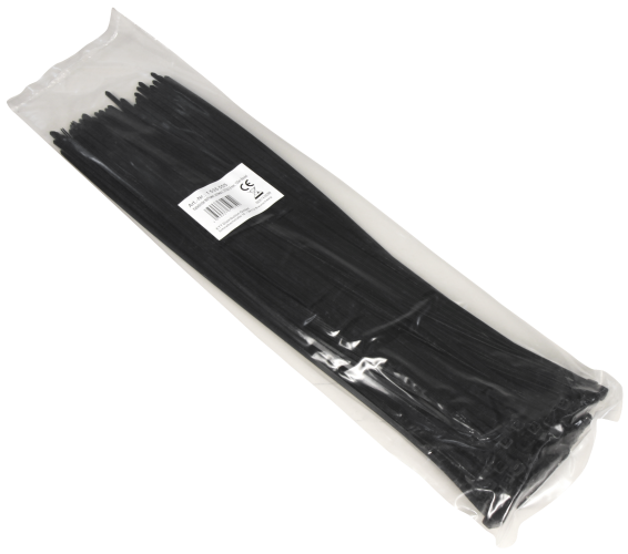 Kabelbinder McPower, schwarz, 370x3,6mm, 100er-Pack, UV beständig
