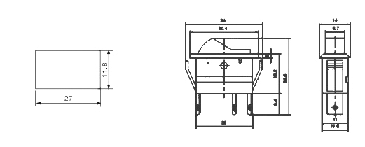 Kfz-Schalter McPower, 3-polig, 12V-250V/20A, blau, Stellungen: EIN/EIN
