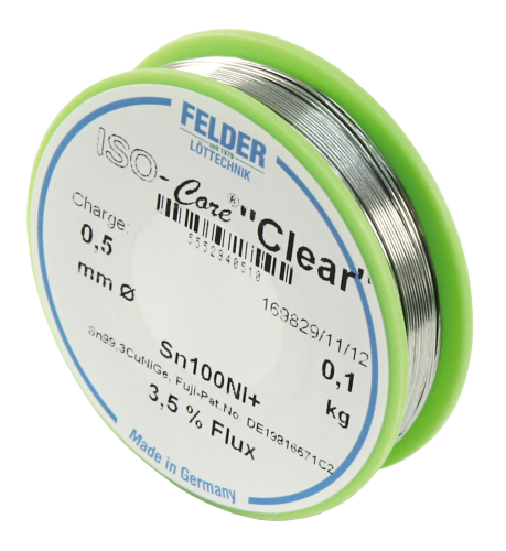 Lötzinn auf Rolle FELDER ISO-Core Clear, 0,5mm, 100g, bleifrei (Sn100%Ni+)
