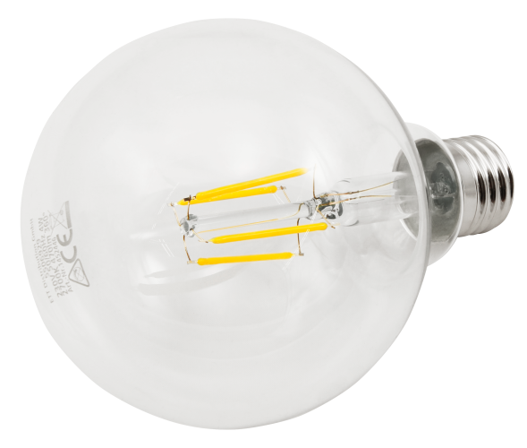 LED Filament Globelampe McShine Filed E27, 4W, 470lm, warmweiß, klar
