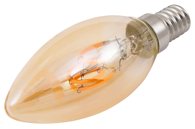LED Filament Kerzenlampe McShine Retro E14, 1W, 90lm, warmweiß, goldenes Glas
