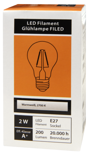 LED Filament Set McShine, 3x Glühlampe, E27, 2W, 200lm, warmweiß, klar
