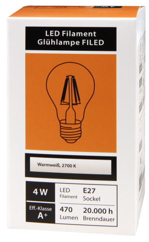 LED Filament Set McShine, 3x Glühlampe, E27, 4W, 470lm, warmweiß, klar
