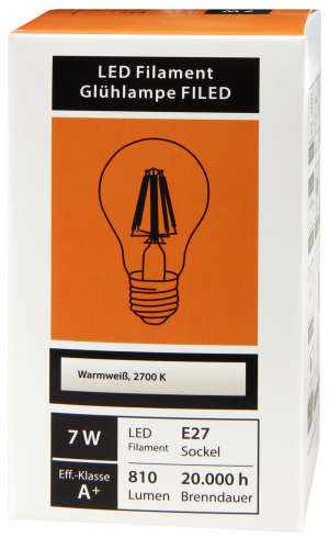 LED Filament Set McShine, 3x Glühlampe, E27, 6W, 630lm, warmweiß, klar
