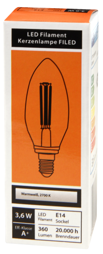LED Filament Set McShine, 3x Kerzenlampe, E14, 4W, 360lm, warmweiß, klar
