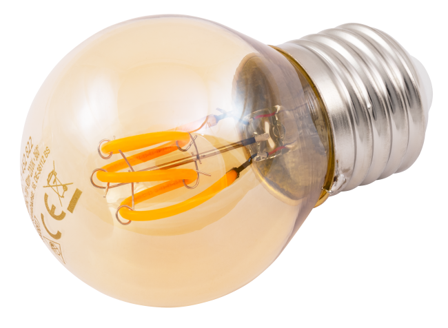 LED Filament Tropfenlampe McShine Retro E27, 1W, 90lm, warmweiß, goldenes Glas
