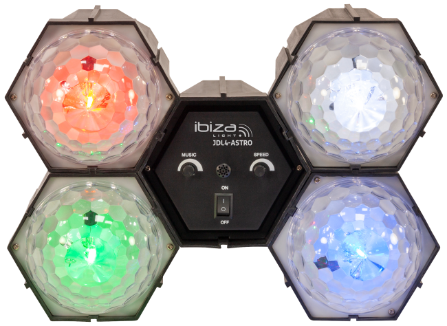 LED-Lichtorgel IBIZA JDL4-ASTRO 4 Astroeffekte, Musiksteuerung
