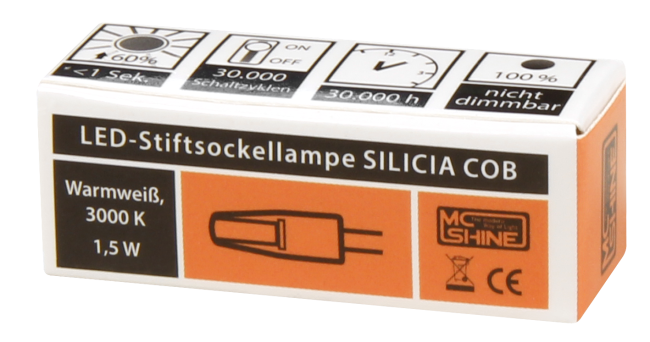 LED-Stiftsockellampe McShine Silicia COB, G4, 1,5W, 200lm, warmweiß, 10er-Pack
