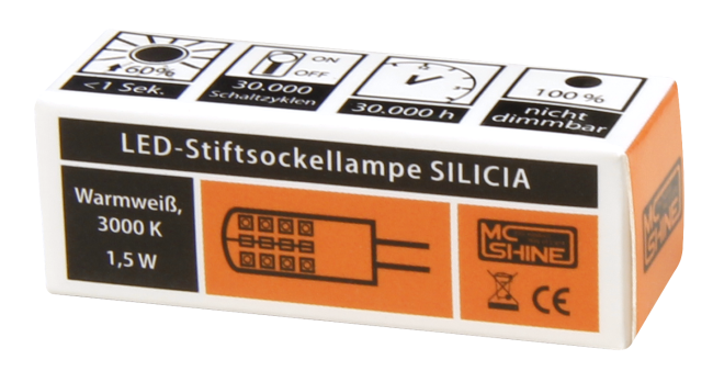 LED-Stiftsockellampe McShine Silicia, G4, 1,5W, 120lm, warmweiß, 10er-Pack
