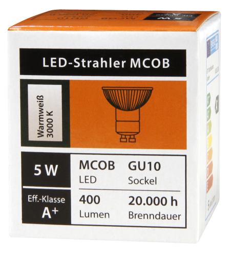 LED-Strahler McShine MCOB GU10, 5W, 400 lm, warmweiß, 10er-Pack
