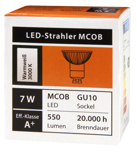 LED-Strahler McShine MCOB GU10, 7W, 550 lm, warmweiß, 10er-Pack
