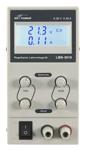 Labornetzgerät McPower LBN-3010, 0-30V, 0-10A regelbar, LC-Anzeige
