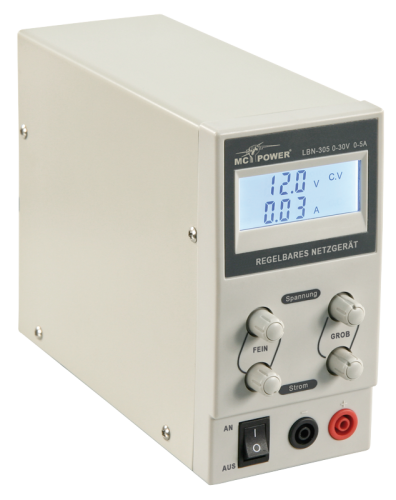 Labornetzgerät McPower LBN-305, 0-30 V, 0-5 A regelbar, LC-Anzeige

