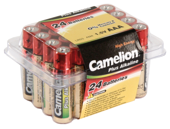 Micro-Batterie CAMELION Plus Alkaline, 1,5 V, Typ AAA/LR03, 24er-Haushaltspack
