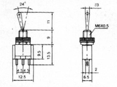 Miniatur-Kippschalter McPower, 3-polig, 1xUM, 2 Stellungen: EIN / EIN
