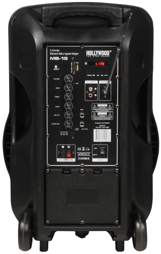 Mobile Beschallungsanlage HOLLYWOOD MB-15 700W, SD/USB, Bluetooth, Funkmikro
