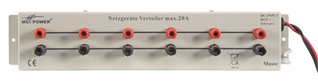 Netzgerät-Verteilerleiste McPower NVT-620, 1x ein, 6 Ausgänge, 20 A max., DC
