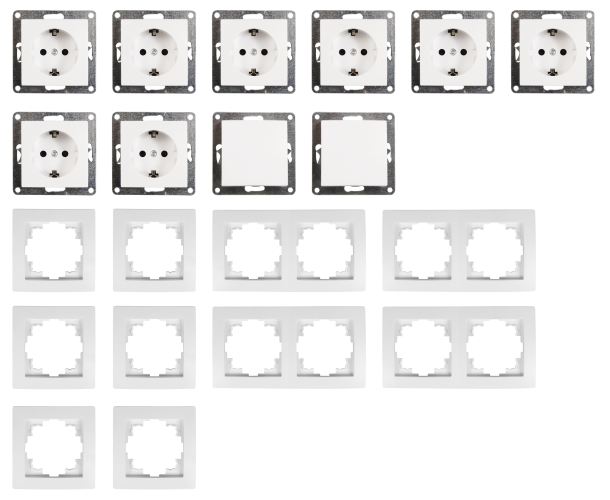 Schalter und Steckdosen Set McPower Flair Standard, 20-teilig, weiß
