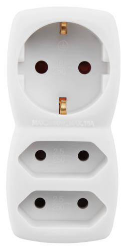 Steckdosenadapter 1x Schutzkontakt / 2x Euro, McPower, weiß
