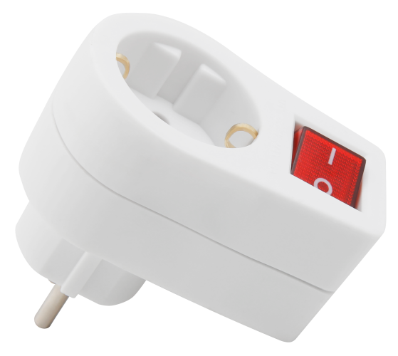 Steckdosenadapter McPower mit Schalter, 230V/3500W, 2-poliger AN/AUS Schalter
