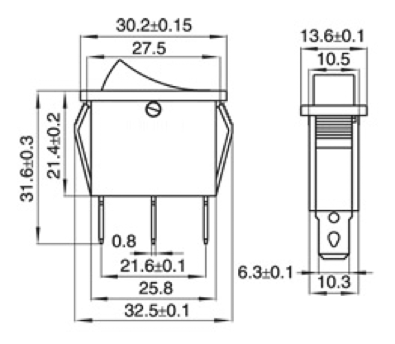 Wippenschalter McPower, beleuchtet, 3-polig, 250V~/15A, Stellungen: EIN/AUS
