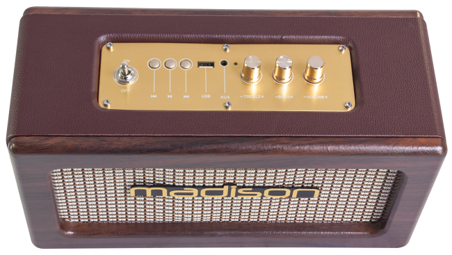 tragbarer Nostalgie Lautsprecher MADISON FREESOUND-VINTAGE-WD Bluetooth, Akku
