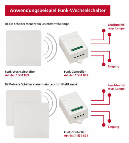 Funk-Controller McPower, 110-240V, bis 160m, max. 100W, 1A, dimmbar, Wifi, Alexa
